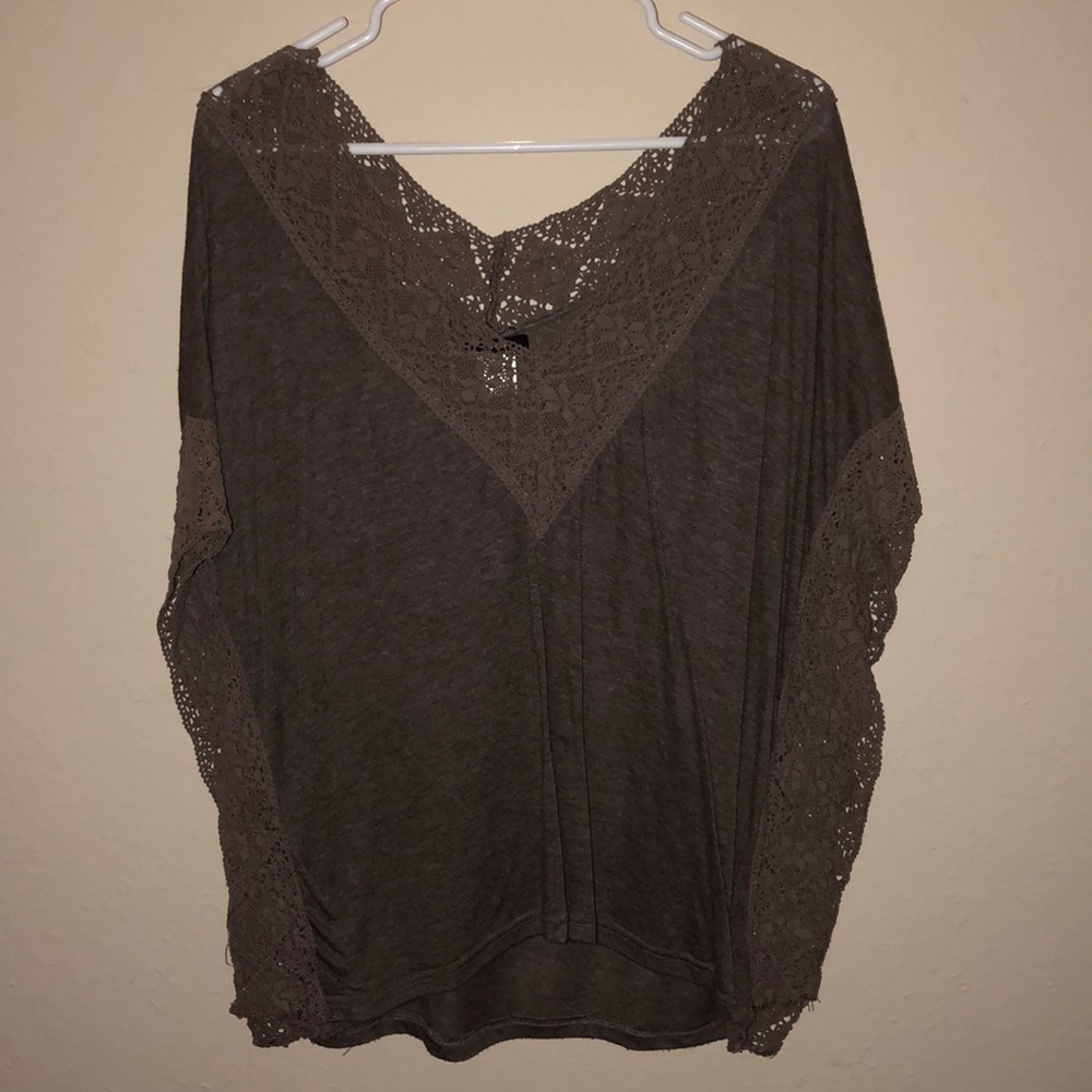 Brown Lacey/cotton blouse